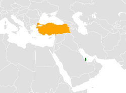 Map indicating locations of Turkey and Qatar