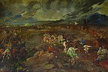 Colourful painting of a battle