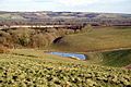 A combe on the eastern side, looking across the Meon Valley to Old Winchester Hill.