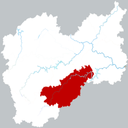 Location of Jingning County within Lishui