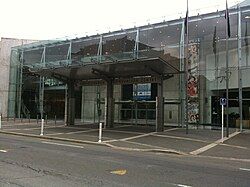 Tall glass frontage of a building