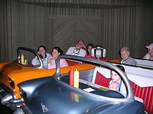 Two of the convertibles at the Sci-Fi Dine-In