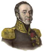 Color print of a man in a high-collared military uniform with gold epaulettes