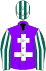 Violet, White Cross of Lorraine, Dark Green and White striped sleeves and cap