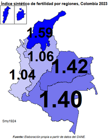 Total Fertility Rate by region, 2023