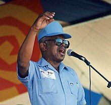 Crawford in a rare appearance at the New Orleans Jazz & Heritage Festival in 1996 as a guest of his grandson, Davell Crawford