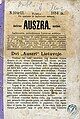 Image 38Aušra, originally spelled Auszra, formulated the ideas of Lithuanian nationalism (from History of Lithuania)