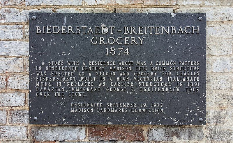 File:Biederstaedt-Breitenbach Grocery plaque.jpg