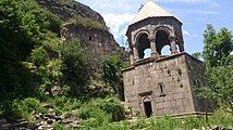 The belltower of Kobayr Monastery, where the tomb of Shahnshah Zakarian is located.