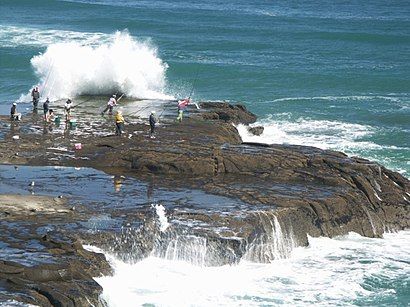 Extreme fishing at Muriwai