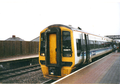 A picture of a Wales and West Class 158 BREL express that stopped in Pyle (Y Pil) during the year 2001.