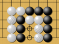 Image 19Example of seki (mutual life). Neither Black nor White can play on the marked points without reducing their own liberties for those groups to one (self-atari). (from Go (game))