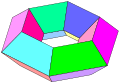 Density of a genus 1 toroidal polyhedron is zero, like this hexagonal form: v=24, e=48, f=24.