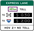 R3-48a Toll Costs on Express Lane or HOV (Overhead)