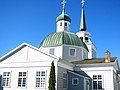 Image 7St. Michael's Cathedral in Sitka. The original structure, built in 1848, burned down in a fire on January 2, 1966. The cathedral was rebuilt from plans of the original structure and contains artifacts rescued from the fire. (from History of Alaska)