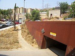 Entrance to Trinitat Nova metro station, below platform level