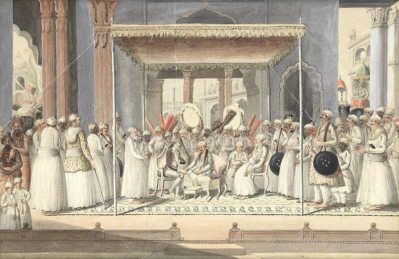 File:Mubarak-ud-daula-nawab-of-murshidabad-1770-93-seated-in-durbar-with-sir-john-hadley-doyly-british-resident.jpg