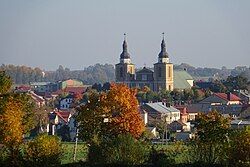 Stawiski panorama with the view of Saint Anthony church