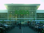 Asda Superstore in West Bridgford, Nottingham. The Asda logo is on the front of the building.