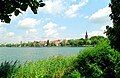 View of the lake and the city from the west