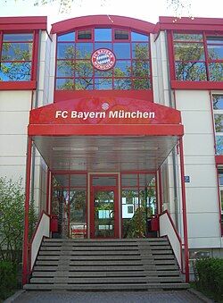 The front of FC Bayern Munich's headquarters.