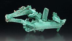 Malachite pseudomorphs after azurite, 13 x 6 x 4 cm.