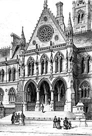 Illustration of the Assize Courts from Charles Eastlake's History of the Gothic Revival