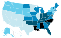 Map of prevalence of ADHD in school age children in the US.