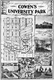 Map of Cowen's University Park Addition showing original course of Ravenna Creek