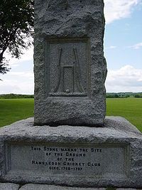 Monument made of Cornish granite at Broadhalfpenny Down in Hampshire