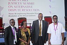 CJ Emeritus David Maraga, Prof Lady Justice Lillian Tibatemwa, Martin Okumu Masiga and Dr Justice Alfred Mavedzenge all AJJF Officials in a Summit on ADR in Kampala, Uganda.