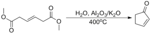 Industrial synthesis of cyclopentenone