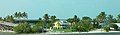 Partial view of Pigeon Key. The old Seven Mile Bridge is shown crossing the island in the background. The exit ramp is shown to the left.