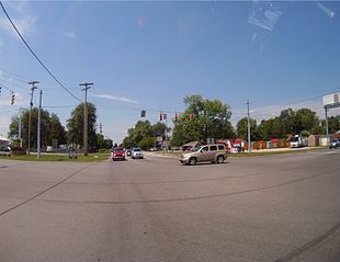 Intersection of Highway 931 and Highway 26 in Harrison Township