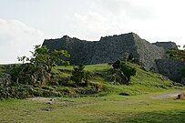 The ramparts of an ancient stone castle