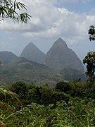 Gros Piton (left) and Petit Piton seen from the north-east