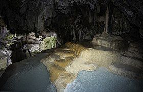 Mineral pools beneath "Satan's bridge"