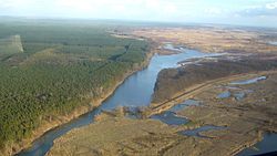 Aerial view of Krzesin Landscape Park