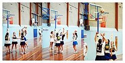 A junior netball game in Australia.