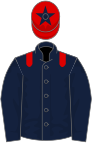 Dark blue, red epaulettes, red cap, dark blue star