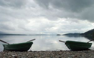 Lake Snåsavatn in Norway before a thunderstorm comes up