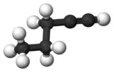 Ball-and-stick model of 1-pentyne