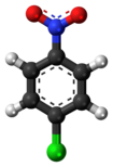 Ball-and-stick model of the 4-nitrochlorobenzene molecule