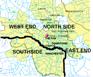 Manchester as situated in present-day Richmond