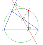 Simson line of P