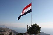 The largest flying flag in Croatia, atop the Srđ mountain over the Dubrovnik.