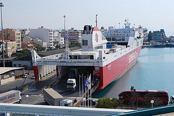 Trucks on board a ro-ro ship