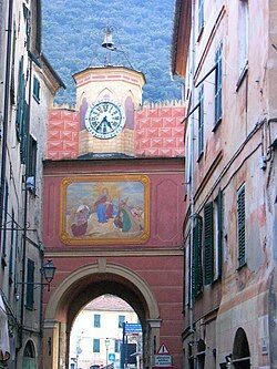 A frescoed gate in Finale Ligure