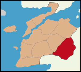 Map showing Yenice District in Çanakkale Province