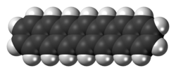 Space-filling model of the heptacene molecule